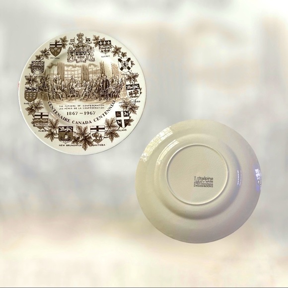 Vintage Commemorative PLATE Wood & Sons Canada CENTENNIAL Fathers Confederation - Picture 2 of 3